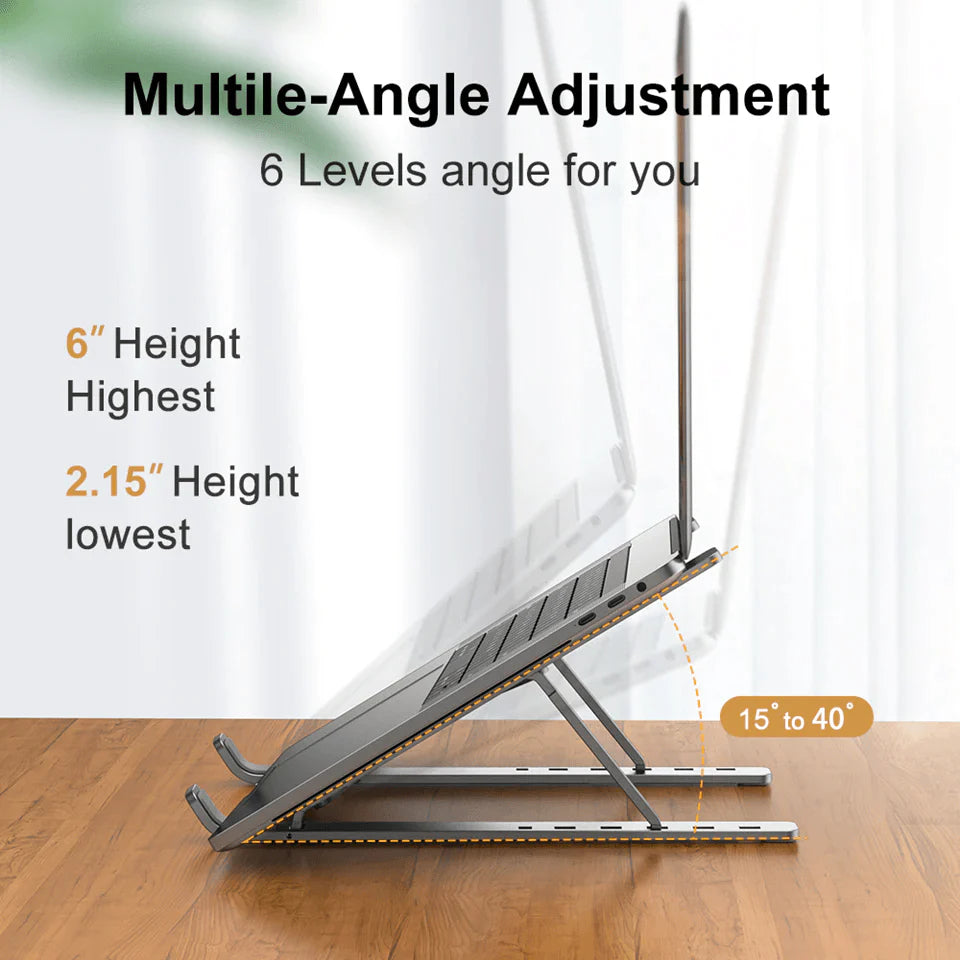 Premium Foldable Aluminum Laptop Stand – Adjustable Portable Notebook & Tablet Holder