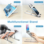 Premium Foldable Aluminum Laptop Stand – Adjustable Portable Notebook & Tablet Holder