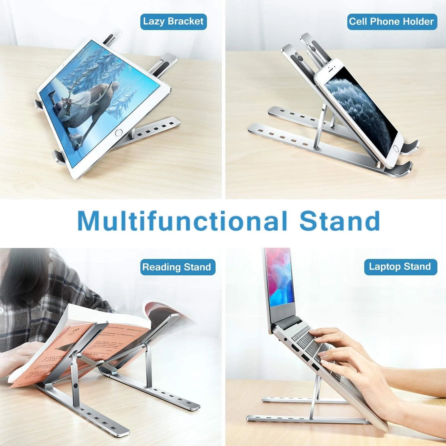 Premium Foldable Aluminum Laptop Stand – Adjustable Portable Notebook & Tablet Holder