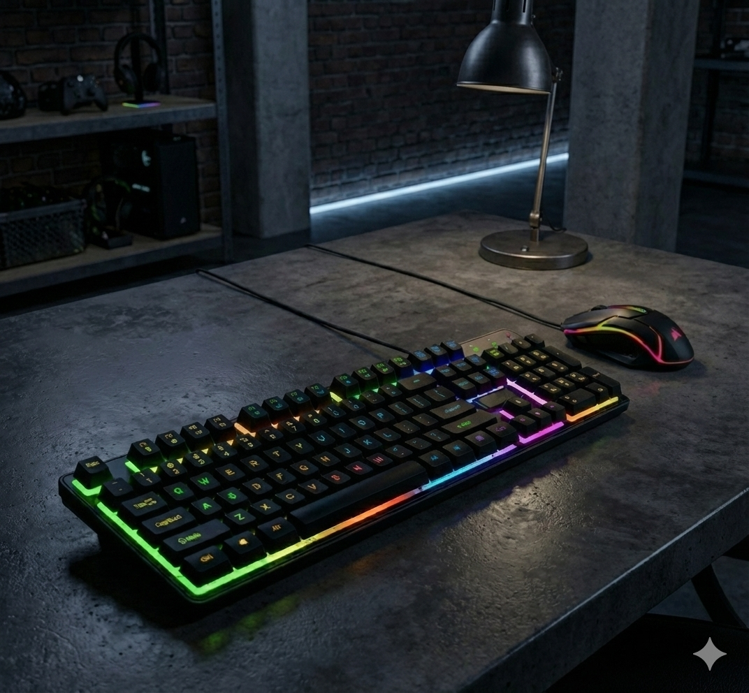 RGB Gaming Keyboard & Mouse Combo – Mechanical Feel, Waterproof | Free Mousepad