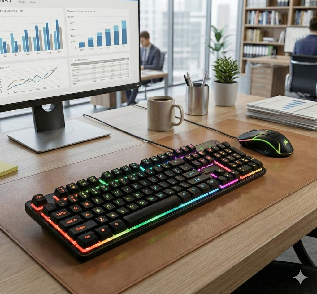 RGB Gaming Keyboard & Mouse Combo – Mechanical Feel, Waterproof | Free Mousepad