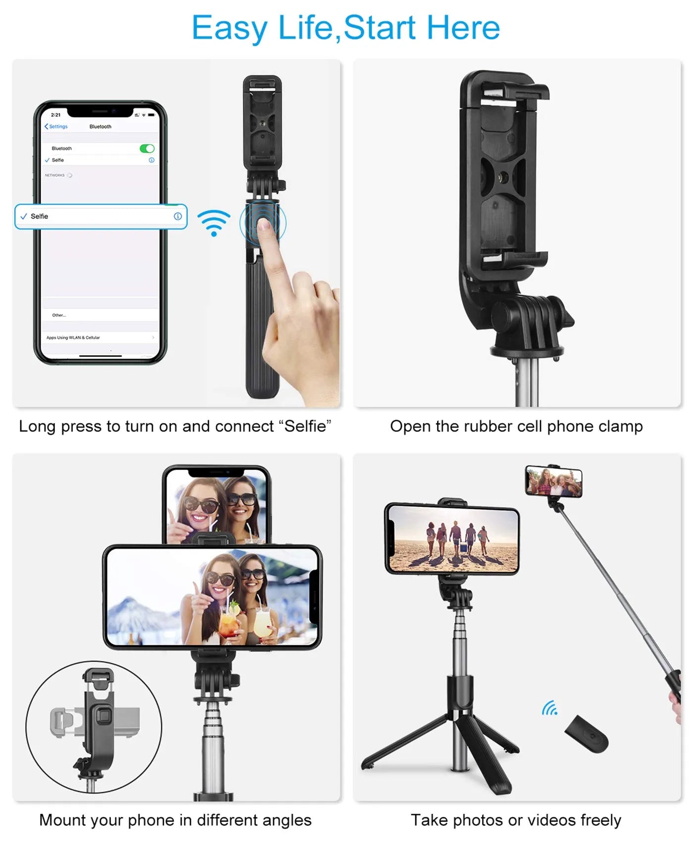 4-in-1 Wireless Selfie Stick Tripod – Stable Videos & Perfect Lighting Anywhere